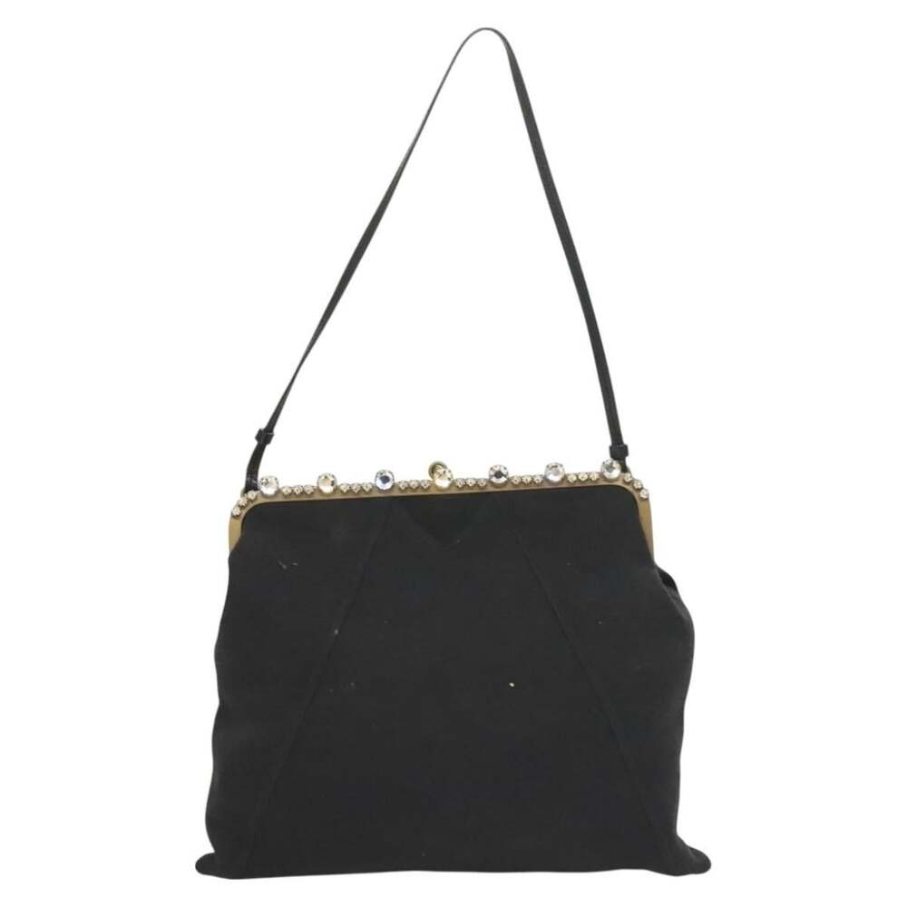 Miu Miu Cotton Shoulder Bag Black